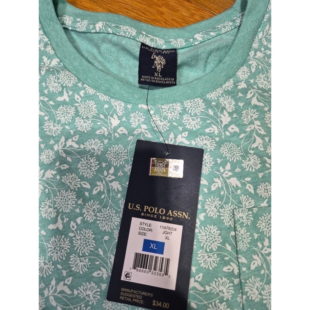 U.S POLO ASSN. Mens XL T-Shirt Pull Over Light Green New